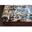 Tapis rectangulaire ivoire / noir / bleu / corail noué à la main 4 pi 1 po x 6 pi 1 po