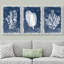 «Minimal Botanical», feuilles de la jungle bleue, art nautique corail, impression sur toile, 3 pièces-91260195-91260193