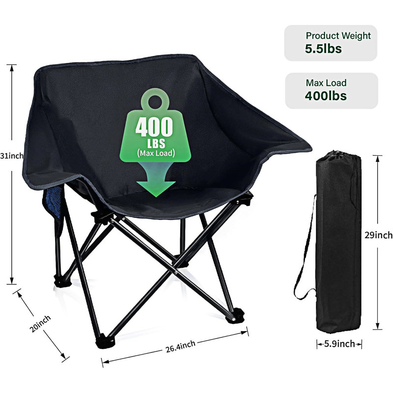 Outdoor Folding Camping Chair Set Of 4, Black