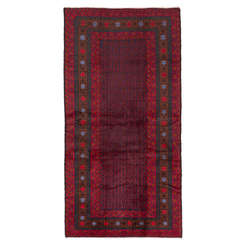 Tapis rouge Teimani 3 pi 3 po x 6 pi 6 po