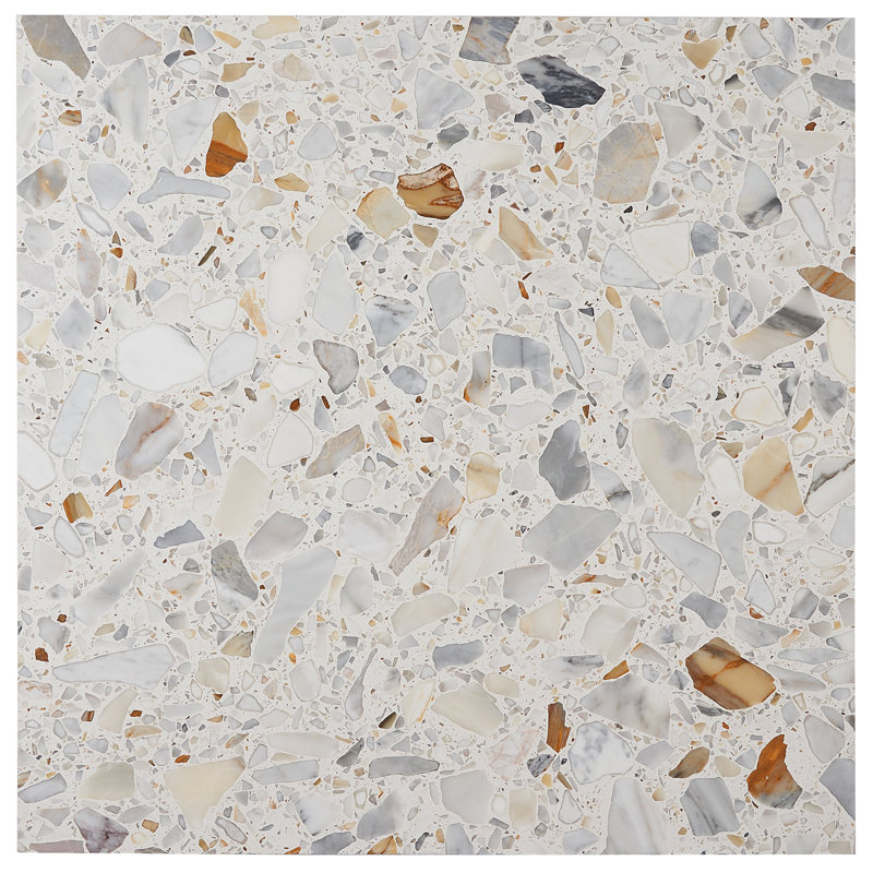 Terrazzo Italy 24x24 Honed Terrazzo Tile, Sacra Calacatta White
