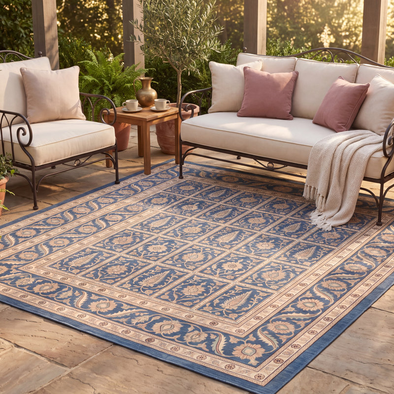 Tapis Harlowe traditionnel de style persan audacieux, bleu marine, ivoire, or, vert et rose, lavable en machine, antidérapant, à poils courts, pour l'intérieur et l'extérieur, adapté aux animaux domestiques, idéal pour le salon, la chambre, la salle à manger, l'entrée, le couloir ou le bureau.