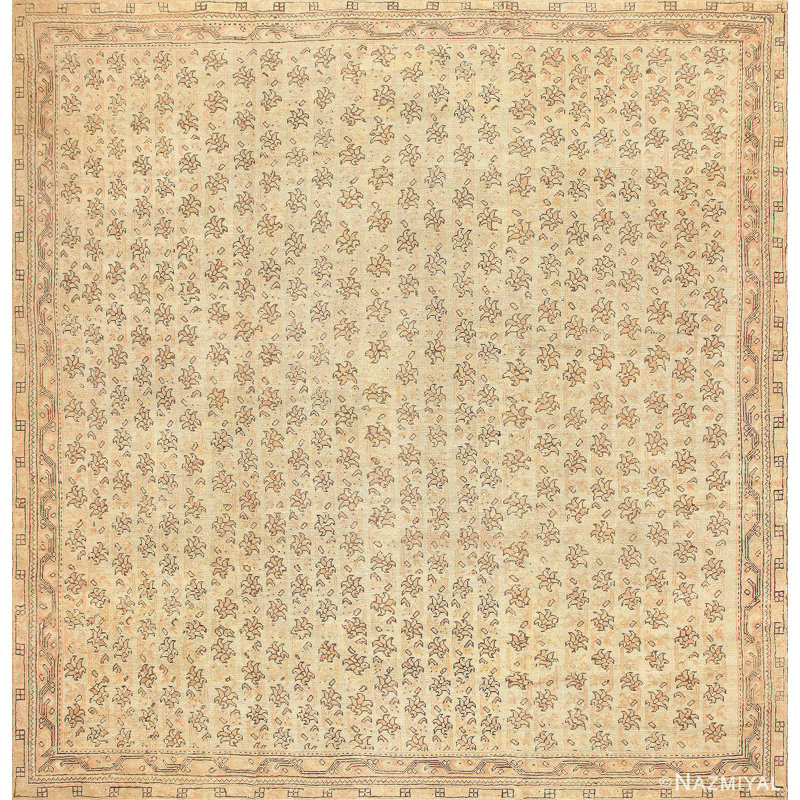 One-of-a-Kind Rectangle 14'3" X 14'8" 1900s Wool Area Rug in Brown/Beige