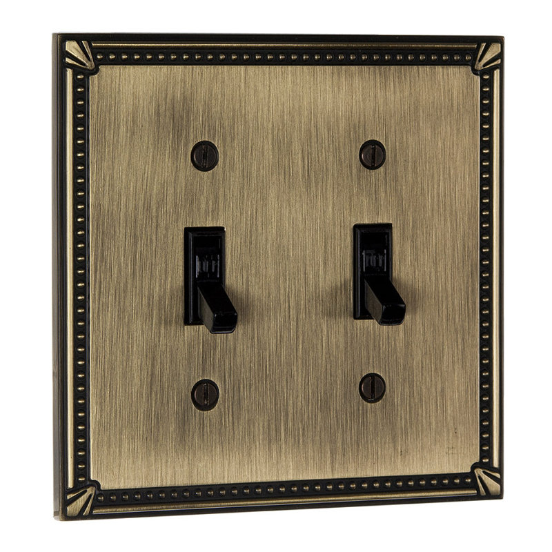 2-Gang Toggle Light Switch Wall Plate, Antique English