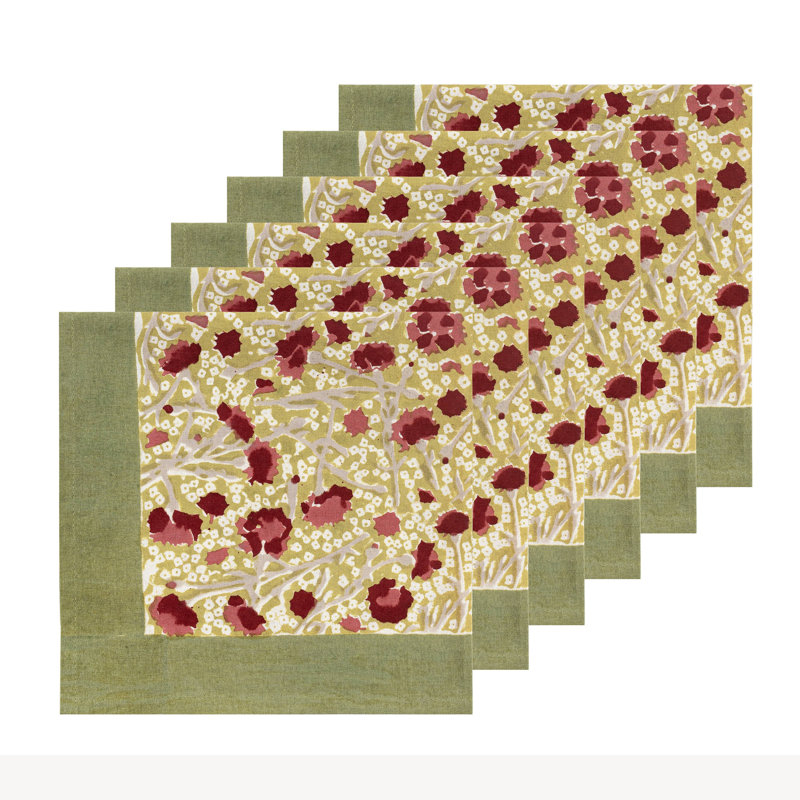 Meadows 100% Cotton Square Napkins, Red/Green
