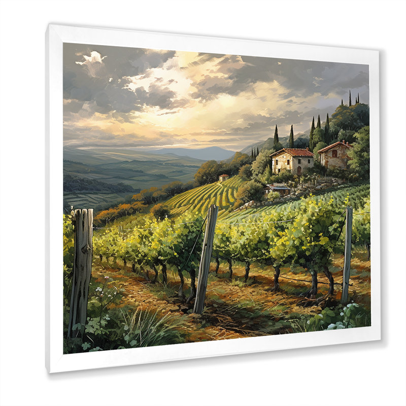 «Vineyard Charm», impression sur toile, Cadre simple blanc, H 16 po x l 16 po x P 1 po
