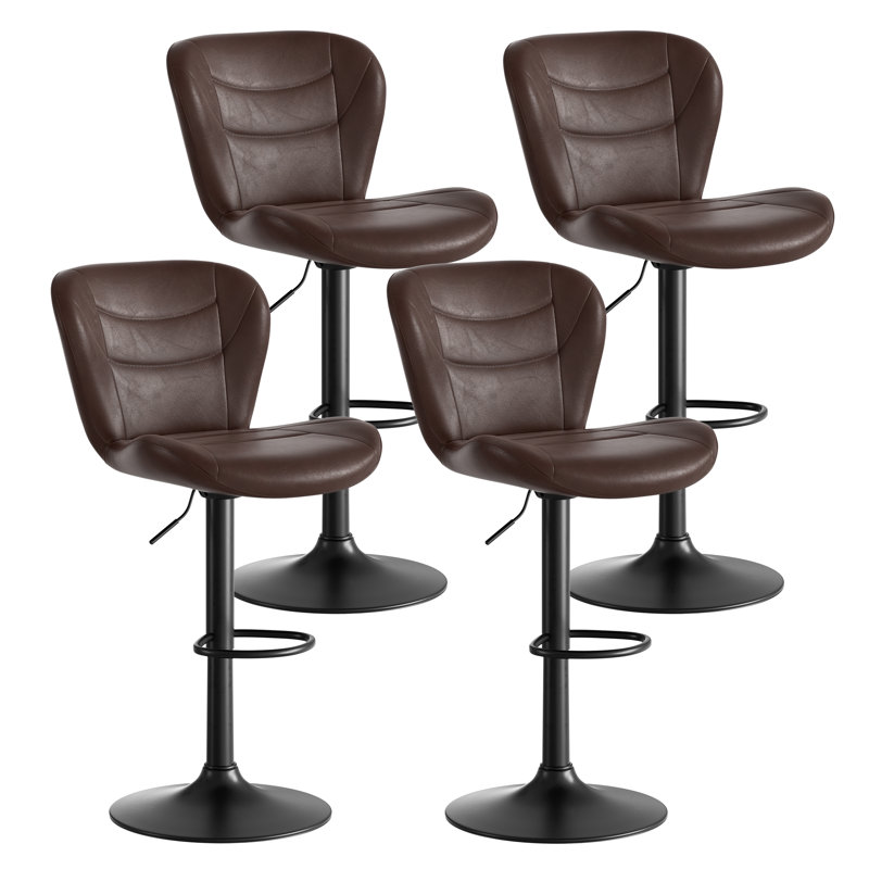 Adjustable Height Counter Stool with Metal Frame, 4, Coffee