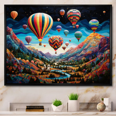 Teal Hot Air Ballon Mosaic - Hot Air Balloon Canvas Print