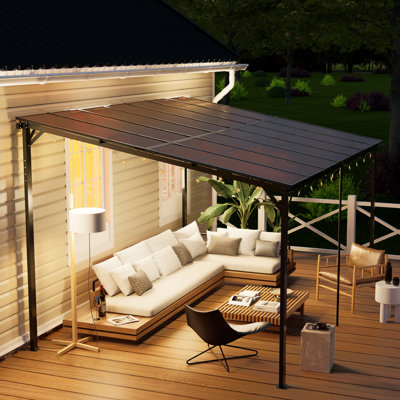 Yallisey Patio Gazebo With Waterproof Fuzzy Strip, Innovative Base Support Gazebo, Wall Mounted Gazebo For Backyard, Decks, Garden