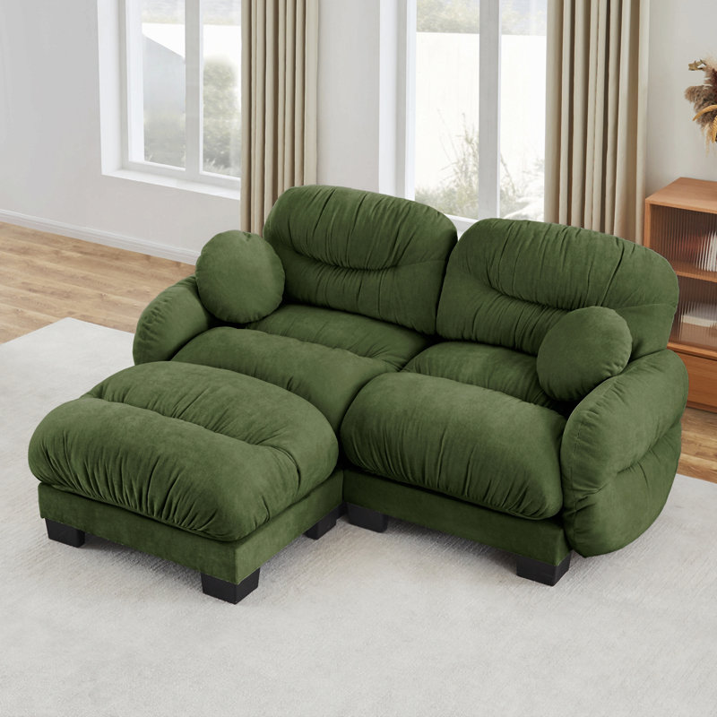 Modulaire rembourré, L 81,8 po, Chenille verte