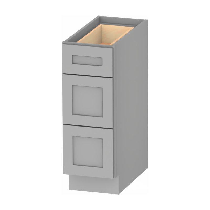 Meuble bas standard en contreplaqué gris Kindwood Eco Shaker, 12 po L x 24 po P x 34,5 po H, prêt à assembler, Gris, 12"