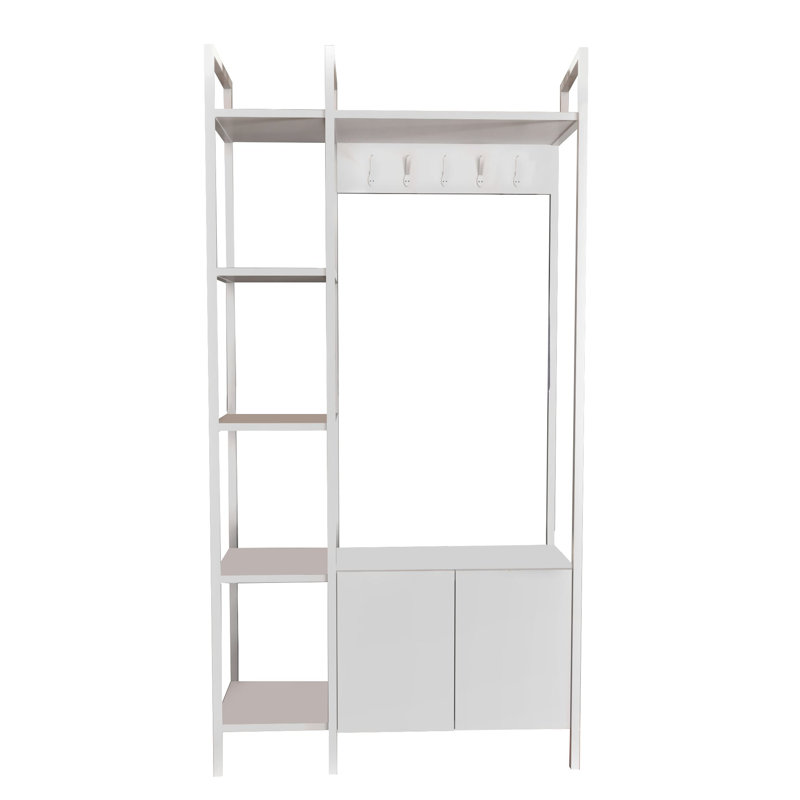 Support de couloir moderne, blanc, 35,4 po x 13,8 po x 68,9 po | 100% panneau de particules enduit de mélamine, épaisseur: 0,7 pouce | Design scandinave, solution de rangement élégante et fonctionnelle pour les entrées et les couloirs