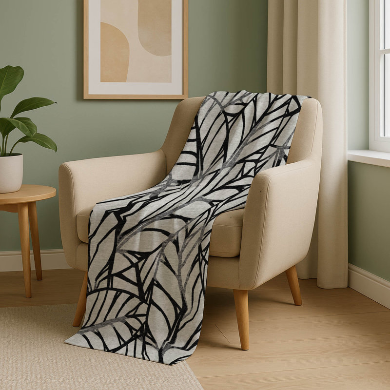 Jeté floral Addison Sherpa ASB741, Noir