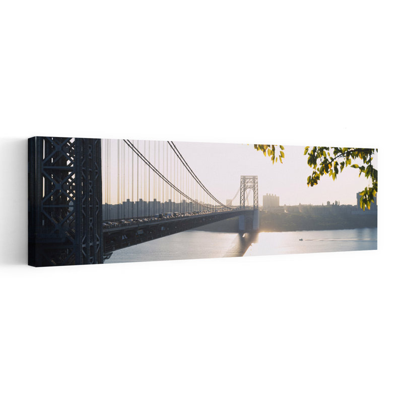 Bridge across the river George Washington Bridge New York City New York State USA 1 Piece Wrapped Canvas Panoramic Wall Art