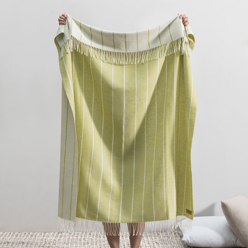 Crystal Blue Fiji Stripe Throw, Green Striped