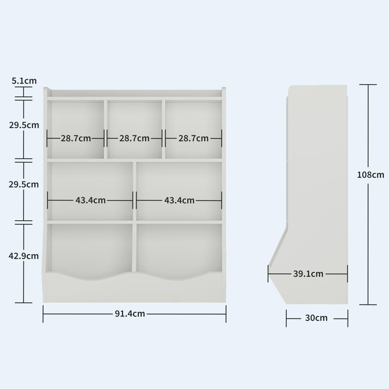 Three-Tier Kids Bookshelf and Bookcase with Toy Storage Cabinet, Classroom Storage Cabinet, White Bookshelf, Kids Classroom Cubbies, and Multi Shelf Cubby Cabinet, White