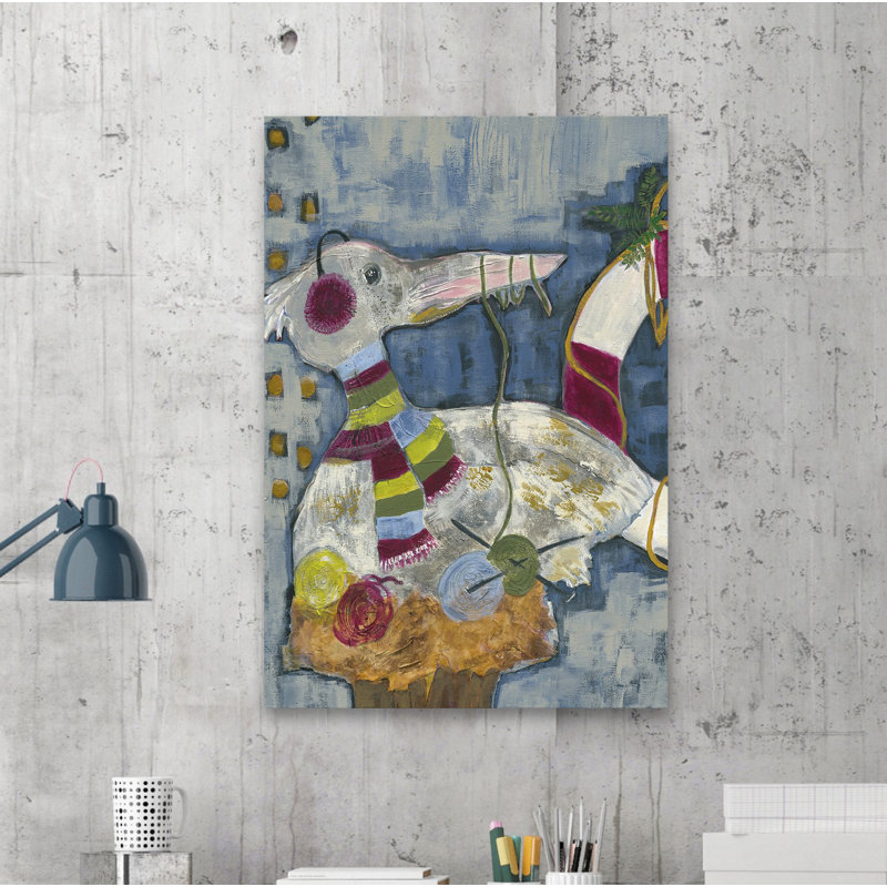 Winter Pelican by Tara Daavettila - Wrapped Canvas Painting, 61cm H x 41cm W x 3.81cm D