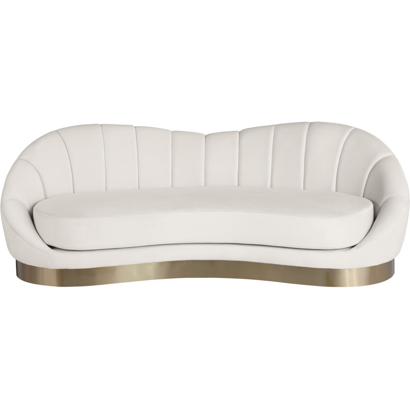 Saldana 91.5'' Velvet Sofa, Cream Velvet