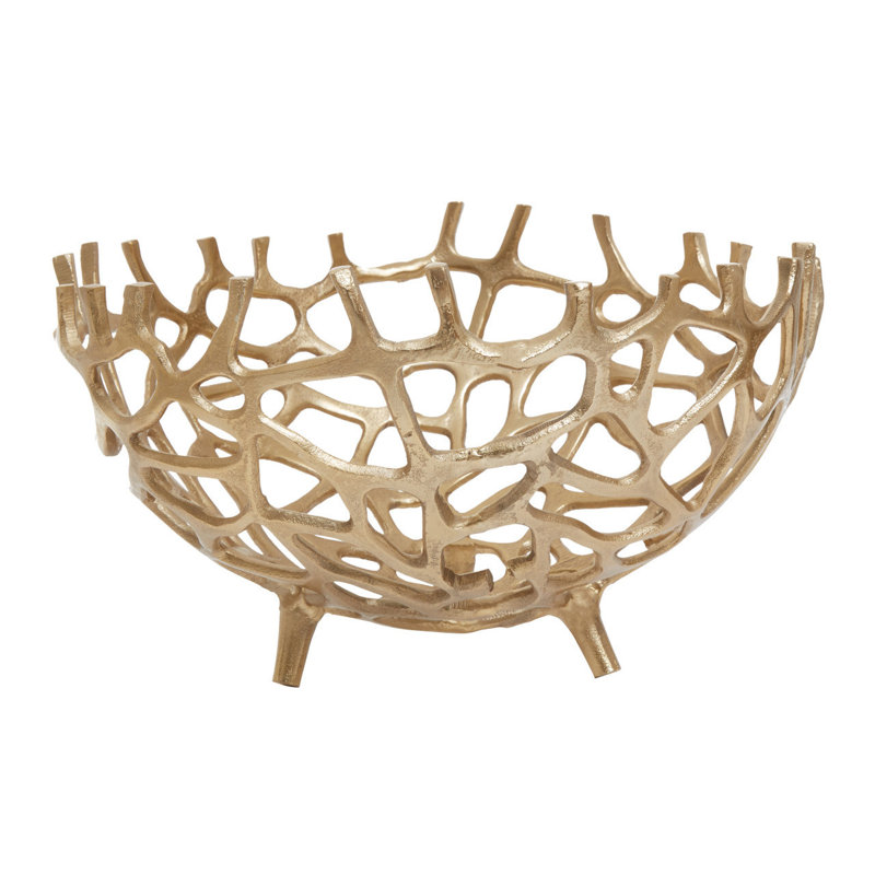 Darsh Aluminum Decorative Bowl 1, Gold, 22cm H x 38cm W x 38cm D