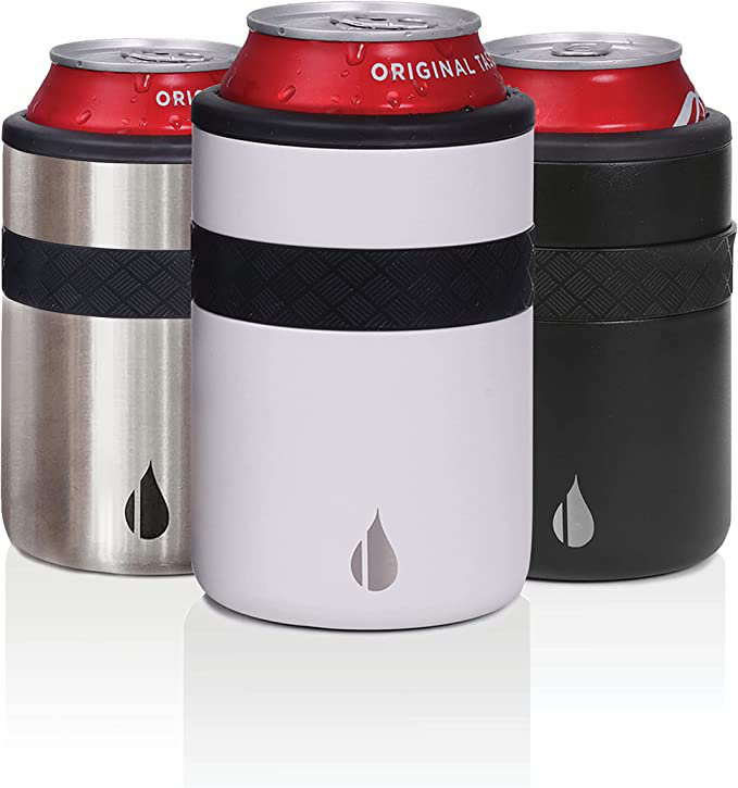 Elemental Regular Can Cooler, Triple Wall Stainless Steel Insulated Beverage - Drink Sleeve For 12Oz Skinny Seltzers, Beer, Soda Cans - White Elemental 