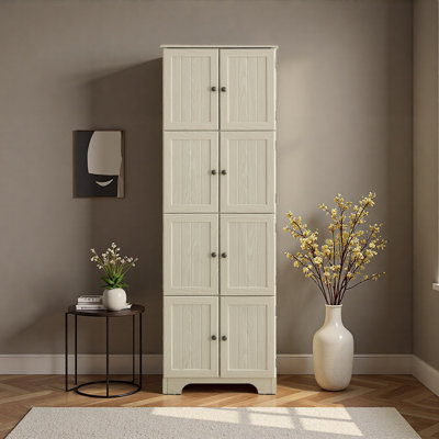 Armoire de rangement de 72,4 po de hauteur avec 8 portes et 4 tablettes, bibliothèque, salon, cuisine, salle à manger et armoire de rangement autoportante