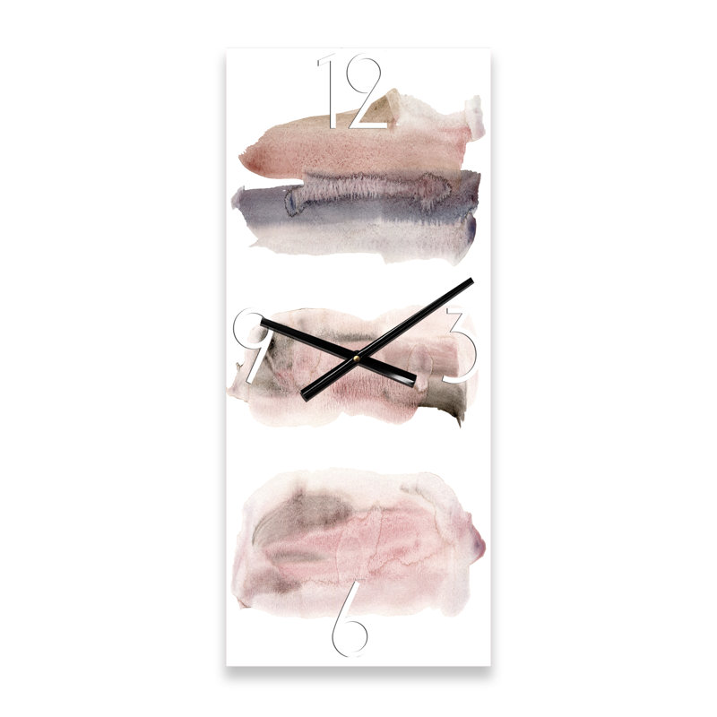 Horloge murale moderne rose et bleu avec taches beiges II, Grand