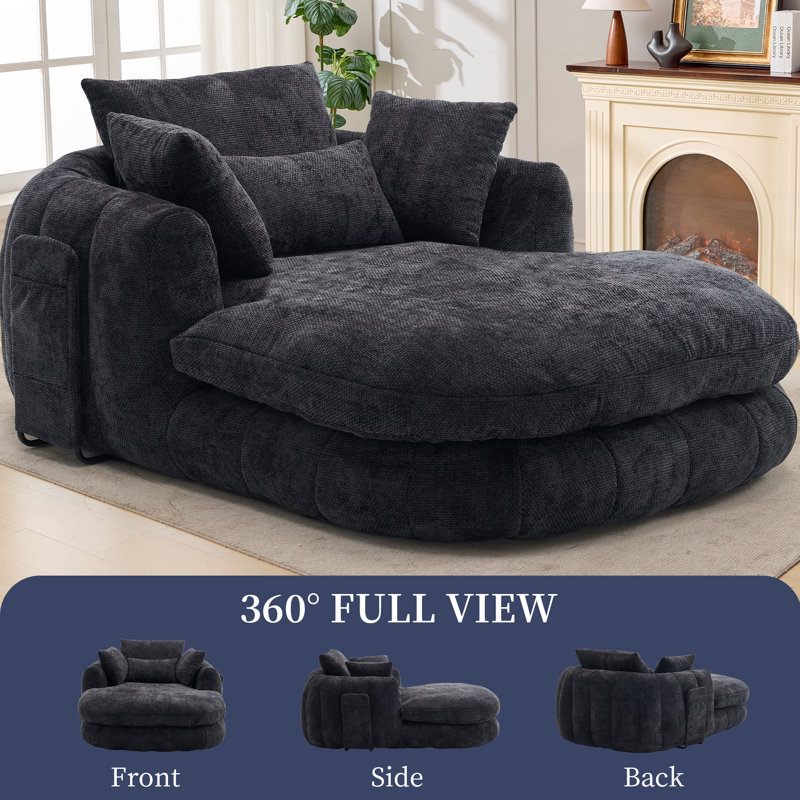 Cloudlike Chenille Chaise – Compression-Molded Foam Lounge, Black