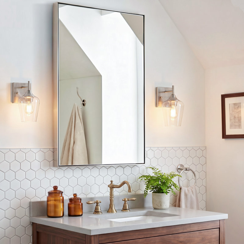 Herriman Armed Sconce, Clear, Brushed Nickel
