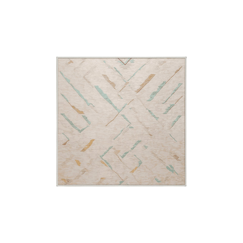Machine Washable Beige Area Rug, Square 4'
