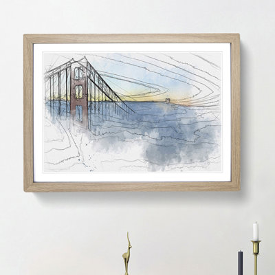 Golden Gate Bridge in the Clouds - Picture Frame Graphic Art Print