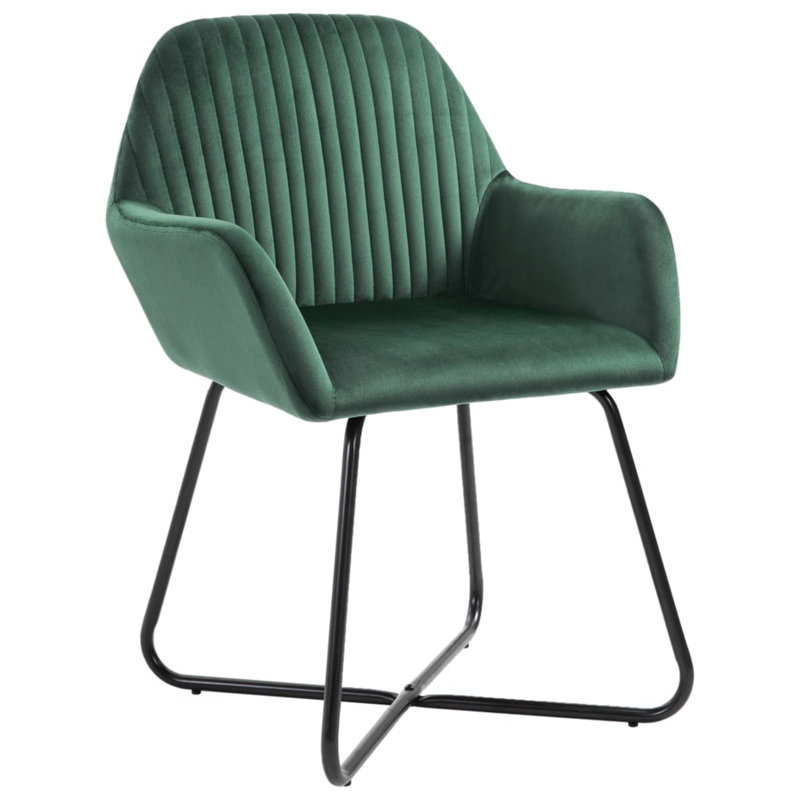 Chaise de salle à manger rembourrée avec pieds en métal pour le salon, 6, Green 1