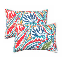 Artisan Pillows 18-inch Indoor/Outdoor Geometric Paisley in Blue Red -  Throw Pillow (Set of 2) - Bed Bath & Beyond - 17008335