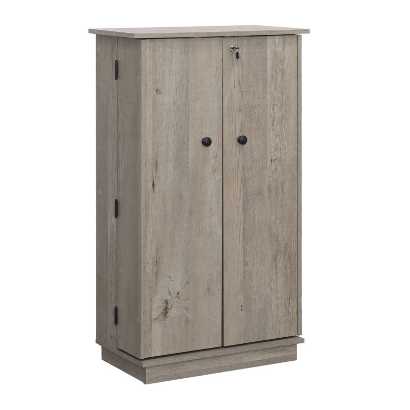 Armoire de rangement multimédia en bois d'ingénierie avec compartiments cachés verrouillables, brun