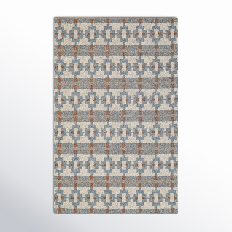 Elsey Hand Tufted Wool Geometric Indoor Rug, Rectangle 5' x 8'