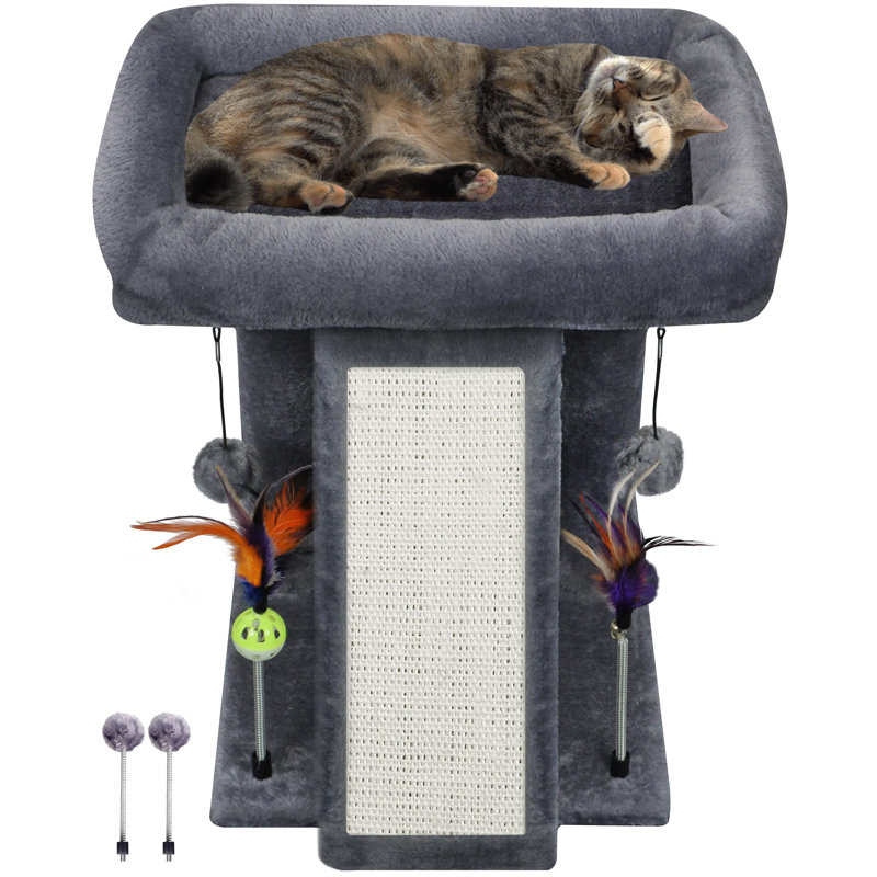 Arbre à chat, tour à chat avec poteau à griffer pour chats d'intérieur, centre d'activités, arbre d'escalade, meubles pour chat avec boules de jeu ludiques, gris