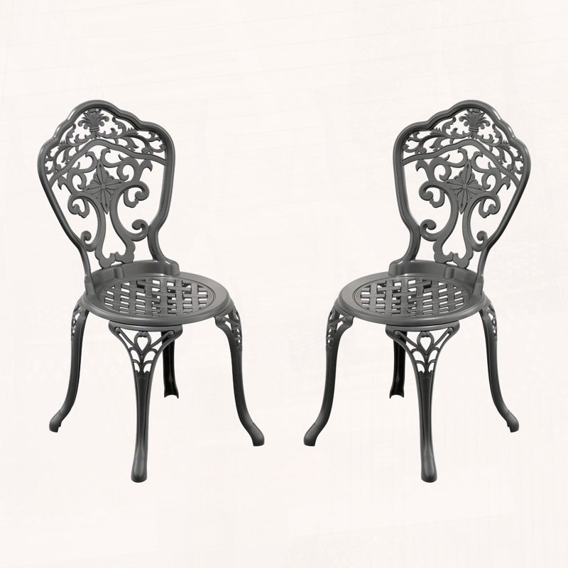 Ensemble de 2 chaises de patio en fonte d'aluminium avec finition thermolaquée