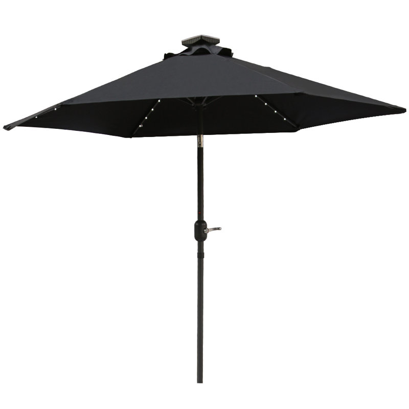 Martigues 2.5m Traditional Parasol with Lights, Black