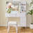 Modern Makeup Vanity Desk With LED Lights & Mirror, 4 Drawer Dressing Table Set With Stool, 3 Colors Dimmable Brightness, Space-Saving For Bedroom-1436793208