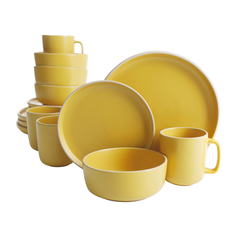 Zuma 16 Piece Dinnerware Set, Service for 4, Yellow