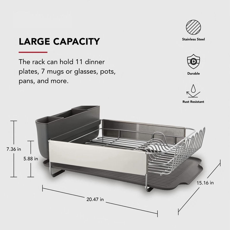 Égouttoir à vaisselle grande capacité, entièrement drainant et résistant à la rouille