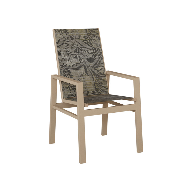 Chaise de salle à manger à haut dossier en aluminium berlinois Vida Sahara, Sahara moucheté, Sumba moka