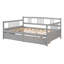 Lit de jour double en bois avec deux tiroirs, gris