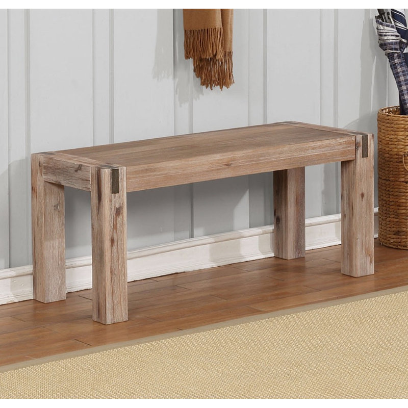 Banc de hall d'entrée en bois massif rustique industriel de 40 po de largeur Henry