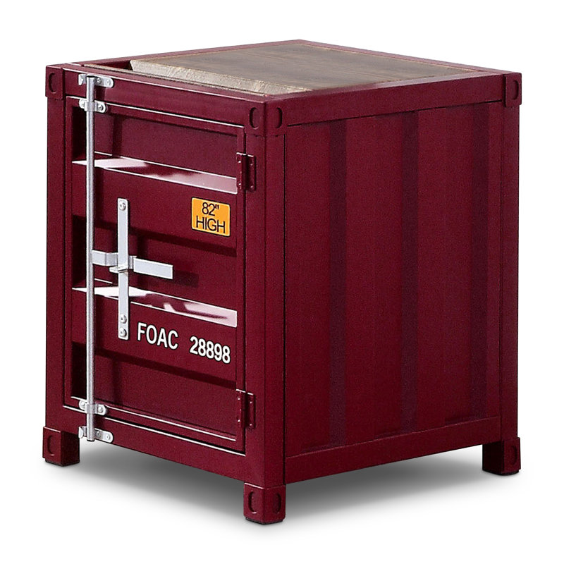 Table de bout avec rangement Everard, Rouge