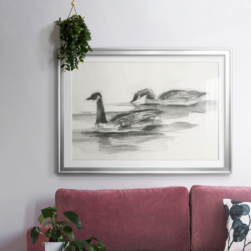 Geese Study II, reproduction d'art encadrée, H 19 po x l 27 po x P 1,5 po, Argent