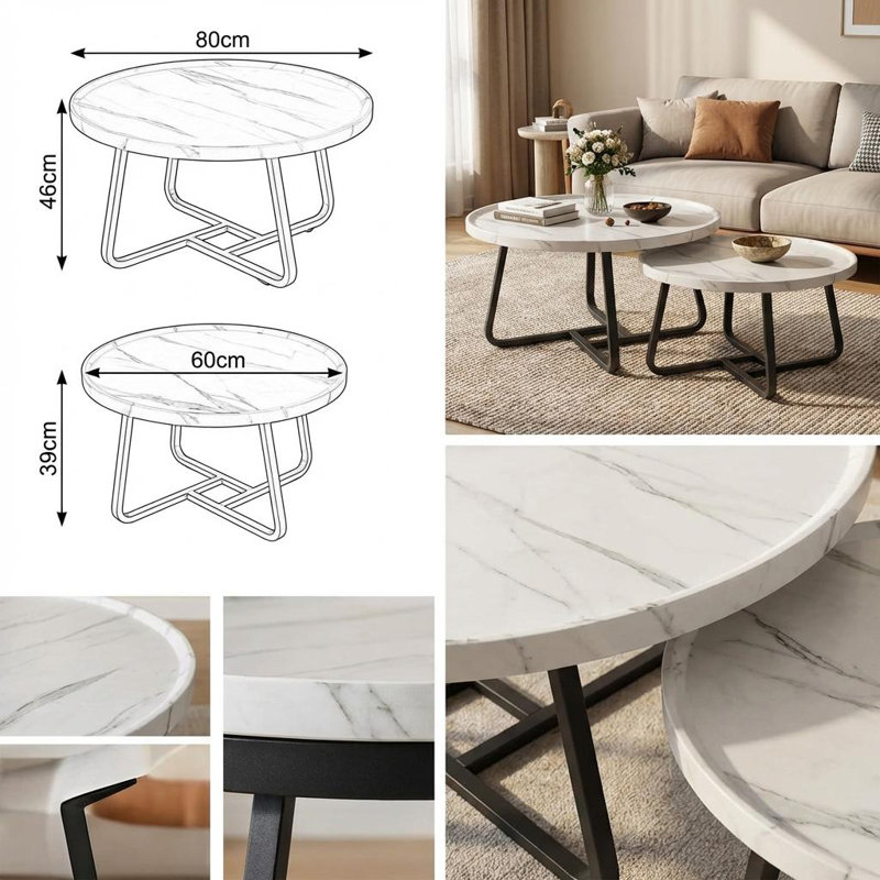 Coffee Table, White, Marble