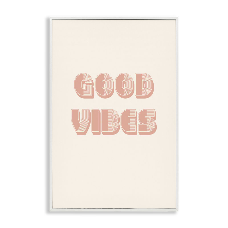 Giclée rétro rétro Good Vibes Peach, par Pooja Dave, H 30 po x l 20 po, Estampe numérique encadrée blanc bord de mer
