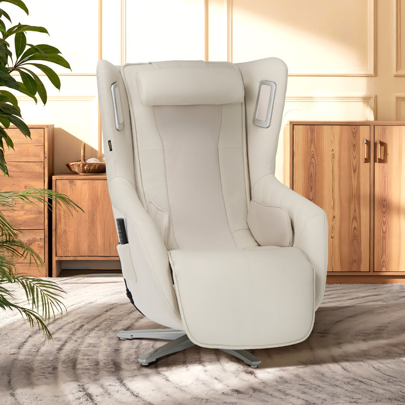 Heated Leather Chair with SL Track, Zero-Gravity Functionality, and Bluetooth Connectivity, White