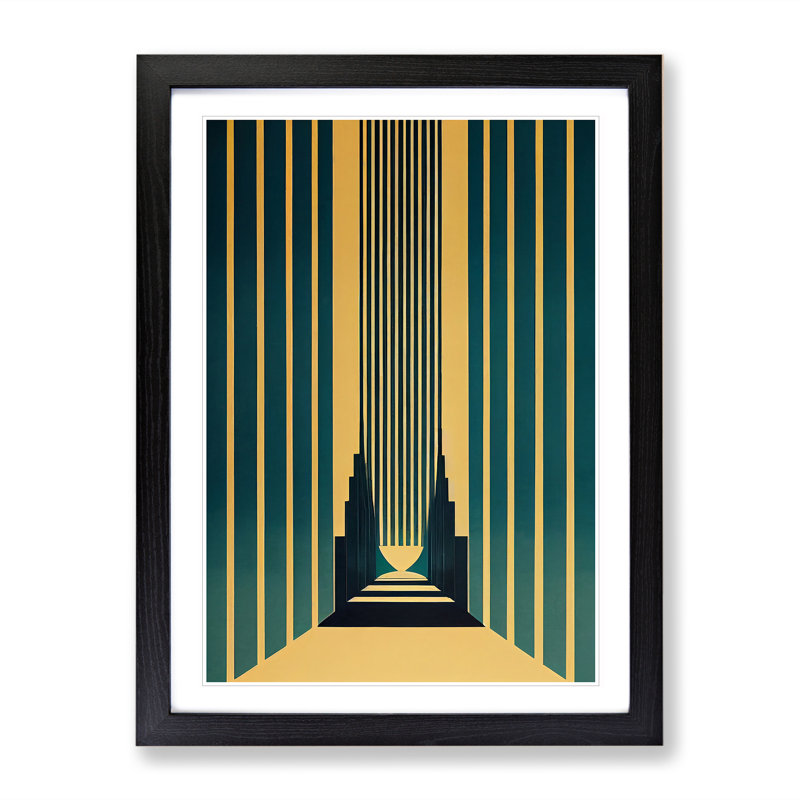 Art Deco Architecture No.1 Skyscraper - Single Picture Frame Print, 64cm H x 46cm W x 2cm D, Black Framed