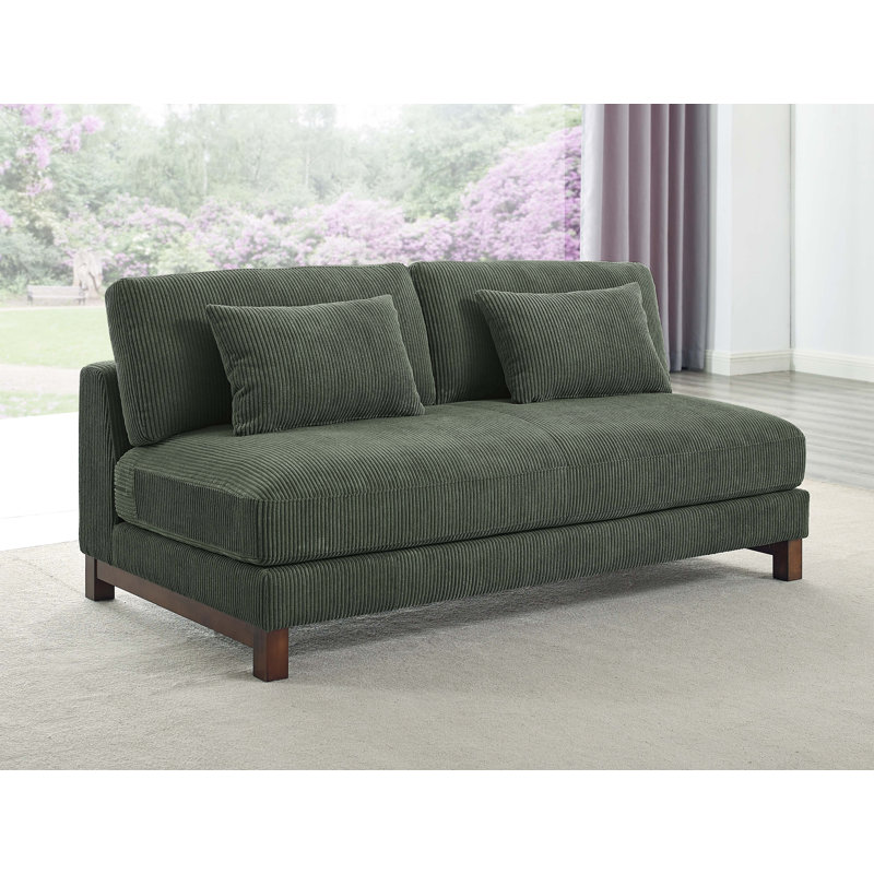 69'' Corduroy Loveseat, Dark Green Corduroy